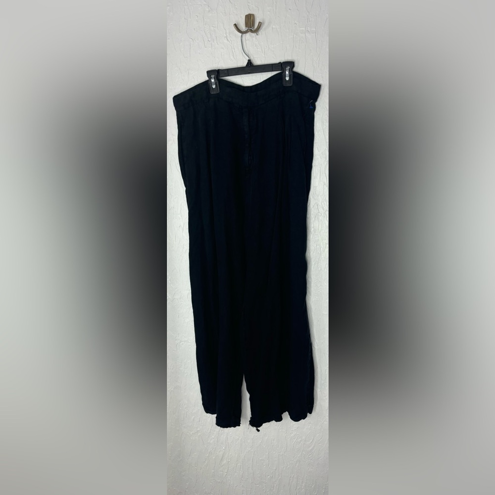 Free people, black linen cotton blend trousers size 12